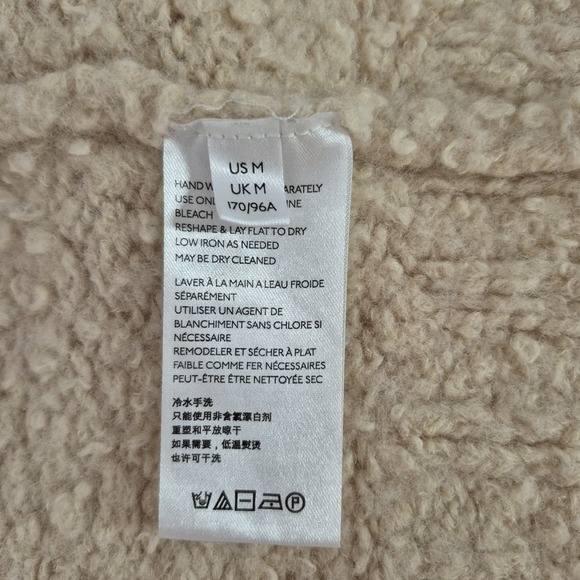 Free People Sweater Womens M Beige Wool Blend Chunky Fuzzy Long Cardigan - Picture 5 of 10